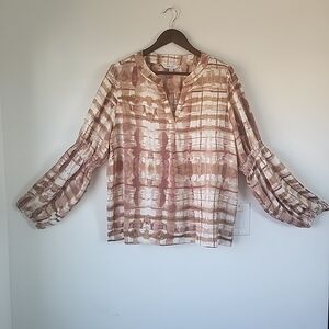 Nine West Women's Blouse in Brown and Cream